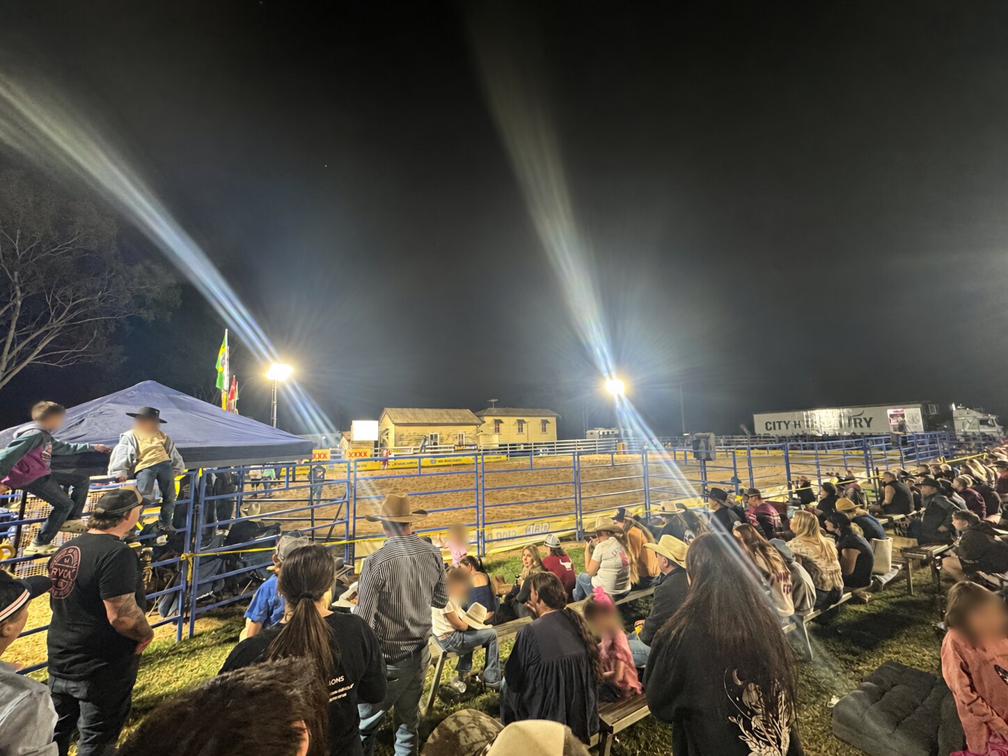 Crowd overlooking the arena at the Cooyar Hotel Bull and Bronc Ride