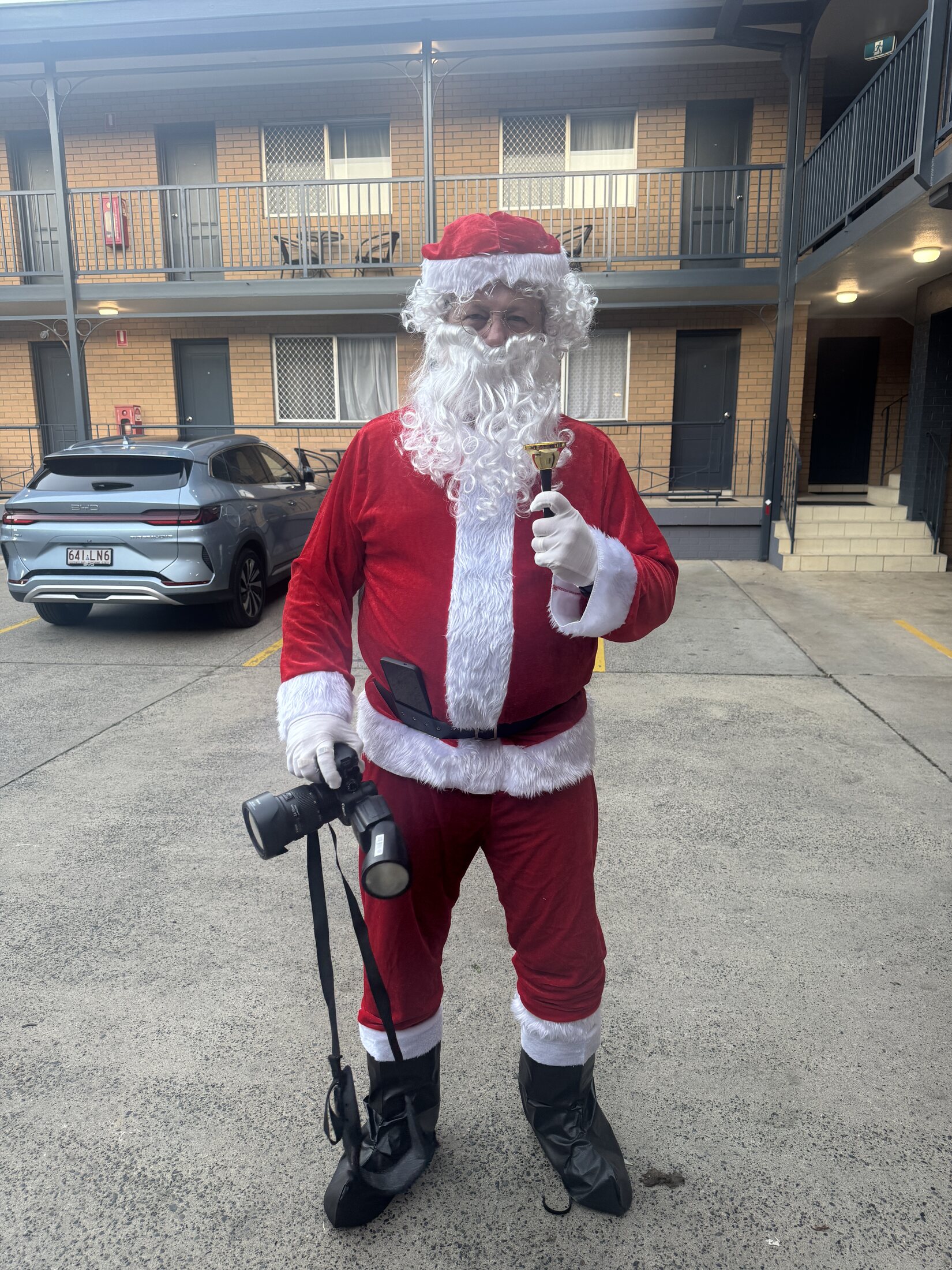 A rider dressed as Santa at the Grafton accommodation