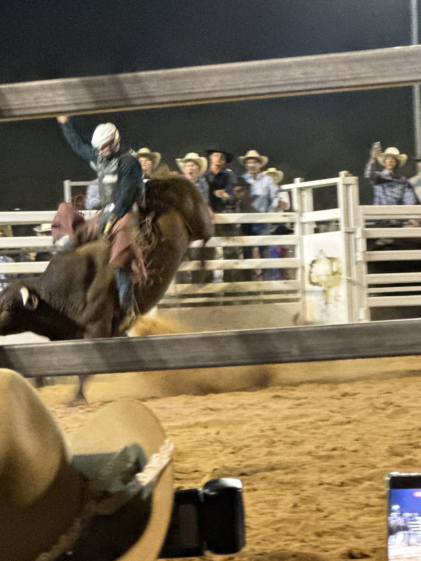 A bull rider in action at Kalbar Super Bull